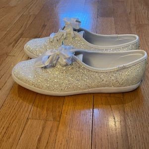 Keds x Kate Spade Champion white glitter shoe